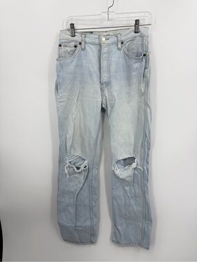 RE/DONE 90s High Rise Loose Jeans in Bleach Destroyed sz 27‎ knee holes